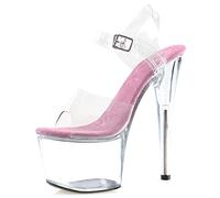 HYDgfiuf Women's Transparent Platform Sandals Open Toe High Heels Sexy Stripper Club Pole Dancing Show Heels Wedding Dress Party Shoes Unisex Large Size,Pink,45
