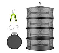 HYDGOOHO Herb Drying Rack Net Mesh with Black Zippers Hydroponics, Bonus Hook Scissor Drying Rack 2ft for Plant Bud Seed, Mesh Hanging Plant Dry, Herb Dry Net for Garden (4 L, Black Zipper)