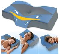 Hydomi Cervical Memory Foam Pillow for Neck and Shoulder Pain - Adjustable Orthopedic Pillow with Hollow Design - Bed Bolster Pillow with Cooling Washable Cover for Side, Back & Stomach Sleepers