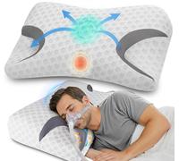 Hydomi CPAP Memory Foam Pillow for Side Sleeper, Sleep Apnea Sleeping, Nasal Pillows Suit All Masks User, Orthopedic Neck Support Relief Pain Back Sleepers, White, 01-Standard(22.83''*14.96''*3.74)