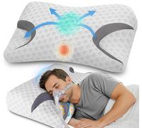 Hydomi Cpap Pillow For Side Sleepers - Fits All Mask Types - Adjustable Memory Foam With Contoured Cutouts Back & Stomach