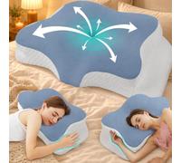 Hydomi Ergonomic Memory Foam Cervical Pillow for Neck and Shoulder Pain -Adjustable Neck Support Pillows for Sleeping with Armrest - Orthopedic Bed Pillow for Side, Back & Stomach Sleepers