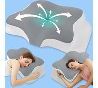 Hydomi Memory Foam Neck Support Pillow for Neck and Shoulder Pain - Orthopedic Cervical Support with Armrest - Bed Sleeping Pillow with Washable Cover for Side, Back & Stomach Sleepers