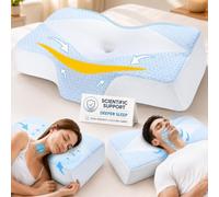 Hydomi Memory Foam Neck Support Pillow for Neck and Shoulder Pain Sleeping with Cooling Pillowcase: Ergonomic Cervical Pillow 5X Pain Relief - Contour Bed Pillows for Side Back Stomach Sleepers