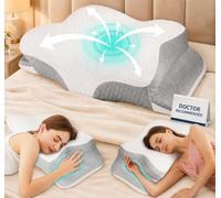 Hydomi Orthopaedic Cervical Pillow for Neck and Shoulder Pain Relief, Memory Foam Neck Support Pillow for Side, Back &Stomach Sleepers, Ergonomic Contour Bed Pillow with Armrest Design, Washable Cover