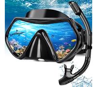 Hydomi Snorkel Set for Adults - Comfortable Leak-Proof Mask with Anti-Fog Tempered Glass, 180° Panoramic View & Dry Top Snorkel, Adjustable Diving Set for Holiday & Beach