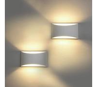 HYDONG LED Wall Lights 2 Pack Modern White Plaster Wash Lights 7W Warm White Sconce Up and Down Wall Lamp for Living Room, Bedroom, Hallway (G9 LED Bulb Included)