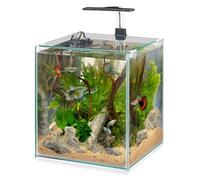 Hydor 30 Litre Aquarium with Dimmable LED Lamp, 3 Modes (Day, Night and Mixed), Quiet Internal Filter and Heater, Glass Aquarium 30 x 30 x 50 cm, Made of Glass