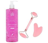 Hydra Collagen Gel 500ml with Luxurious Face Roller & Gua Sha Set -for Deep Hydration, Enhanced Firmness, and Radiant, Youthful Glow
