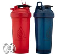 Hydra Cup 2 Pack 28oz Protein Shaker Bottles, Barbell Blender Wire Mixer | 4x Whisks, Leak Proof Shaker Cups for Protein Mixes, Meal Prep, Pre Workout & Gym Ready