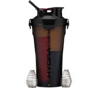 Hydra Cup DualShaker Pro 32 oz Shaker Bottle for Protein Shakes, Shaker Cup w/Handle & Ball Blender Whisks, Dual Mixing Shaker Bottle with Storage, 2 in 1, for Travel To Go, BPA Free (Black)