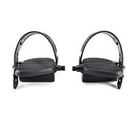 Hydra Fitness Exchange Exercise Bike Pedals Pair - Right & Left Foot Pedal Set with 1/2" Spindle, Adjustable Straps, Non-Slip Design - Replacement Parts for Upright Bikes, Home & Gym Use (Black)