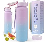 Hydracy Motivational Water Bottle with Time Marker & Fruit Infuser 1 L | Gradient Color,BPA-Free Tritan,Leakproof Flip-Top Lid,Carry Strap,Daily Intake Tracking for Gym,Sports,Outdoors