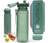 Hydracy Water Bottle with Time Marker - 500 ml 17 Oz BPA Free Water Bottle - Leak Proof & No Sweat Gym Bottle with Fruit Infuser Strainer - Ideal for Fitness or Sports & Outdoors Moonlight Green