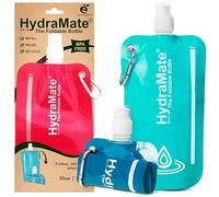 HydraMate Collapsible Water Bottle - 750ml, BPA Free. Lightweight, Foldable, Roll Up, Squeezable Pouch, Carabiner Clip - Perfect for Travel, Festivals, Hiking, Camping. 3 Pack