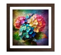 Hydrangea Abstract Art No.1 Framed Wall Art Print, Ready to Hang Picture for Living Room Bedroom Home Office, Walnut 18 x 18 Inch (45 x 45 cm)