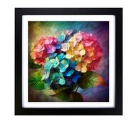 Hydrangea Abstract Art No.1 Framed Wall Art Print, Ready to Hang Picture for Living Room Bedroom Home Office, Black 18 x 18 Inch (45 x 45 cm)