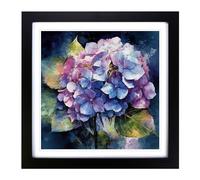 Hydrangea Abstract Art No.4 Framed Wall Art Print, Ready to Hang Picture for Living Room Bedroom Home Office, Black 18 x 18 Inch (45 x 45 cm)