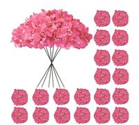 Hydrangea Artificial Flowers, 20 Pcs Hot Pink Hydrangea Artificial Flowers Bulk, Faux Hydrangea Flowers For Outdoor, Fake Silk Fuchsia Hydrangea Flowers With Stems For Wedding Decoration Decor