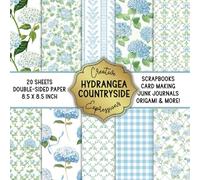 Hydrangea Countryside Floral Patterned Double-Sided Square Craft Paper 8.5" x 8.5": Decorative Specialty Paper for Scrapbooks, Junk Journals, Origami, Cardmaking