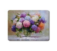 Hydrangea Dish Drying Mats For Kitchen Counter, Colorful Floral Absorbent Rubber Dish Drainer Mat, Spring PU Leather Drying Pad For Coffee Bar Protector 18x24 Inch