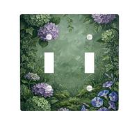 Hydrangea Double Light Switch Cover Plate, Floral Natural Ivy Vine Spring Green Plastic Standard Size Toggle Light Switch Cover for New Apartment Home Bedroom Office Decor