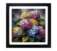 Hydrangea Expressionism Framed Wall Art Print, Ready to Hang Picture for Living Room Bedroom Home Office, Black 18 x 18 Inch (45 x 45 cm)