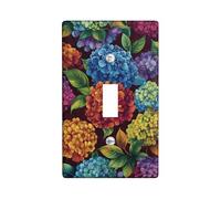 Hydrangea Floral Light Switch Cover Plates/Outlet Covers, Multicolor Hand-Painted Design for Spring Décor, Tropical Wall Accents, Thermoplastic Standard Size Single Toggle