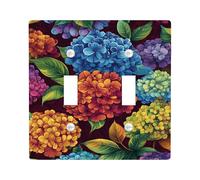 Hydrangea Floral Light Switch Cover Plates/Outlet Covers, Multicolor Hand-Painted Design for Spring Décor, Tropical Wall Accents, Thermoplastic Standard Size Double Toggle