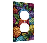 Hydrangea Floral Light Switch Cover Plates/Outlet Covers, Multicolor Hand-Painted Design for Spring Décor, Tropical Wall Accents, Thermoplastic Standard Size Single Duplex Outlet