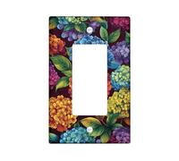 Hydrangea Floral Light Switch Cover Plates/Outlet Covers, Multicolor Hand-Painted Design for Spring Décor, Tropical Wall Accents, Thermoplastic Standard Size Single Rocker
