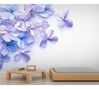 Hydrangea Florals Mural Flowers Wallpaper Simple Still Life Wall Mural Extra Large Panoramic Wallpaper Hotel Restaurant Lobby Custom Wall Paper (Non-self-Adhesive)