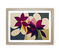 Hydrangea Flower Abstract Framed Wall Art Print A2 Oak