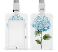 Hydrangea Flower in Light Blue ID Badge Holder Retractable Clip Card Holder Card Protector Name Badge Name Tag for Work Office Doctor Nurse