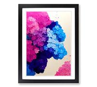 Hydrangea Flower Paint Splatter Vol.1 Framed Print | A2 Black Framed Wall Art | Ready to Hang | Modern Floral Picture | Living Room Bedroom Lounge Office