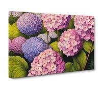 Hydrangea Flower Painting Canvas Print | Gallery Wrapped 30mm Frame Wall Art | 30x20 inches | Ready to Hang | Contemporary Floral Picture | Living Room Bedroom Lounge Office