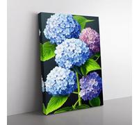 Hydrangea Flower Painting Vol.1 Canvas Wall Art Print Ready to Hang, Framed Picture for Living Room Bedroom Home Office Décor, 76x50 cm (30x20 Inch)