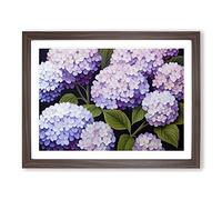 Hydrangea Flower View Vol.3 H1022 Framed Print for Living Room Bedroom Home Office Décor, Wall Art Picture Ready to Hang, Walnut A3 Frame (46 x 34 cm)