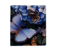 Hydrangea Flowers Butterfly Big Replaceable Book Cover, Reusable PU Leather Book Protector, Suitable for 9.8" x 11" Notebooks