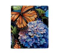 Hydrangea Flowers with Butterflies Big Replaceable Book Cover, Reusable PU Leather Book Protector, Suitable for 9.8" x 11" Notebooks