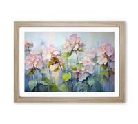 Hydrangea Gestural No.3 Framed Print | A2 Oak Framed Wall Art | Ready to Hang | Eclectic Floral Picture | Living Room Bedroom Lounge Office