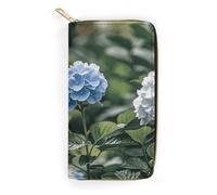 Hydrangea Hibiscus Iris Bird Slim Thin Credit Card Wallet, PU Leather Bifold Cash Wallet, Zipper Coin Pocket Id Window Wallet Storage Bag Wallet Coin Purse Pouch Change Holder Small with Zipper for Me
