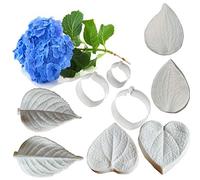 Hydrangea Leaf Petal Veiner & Cutter Sets Stainless Steel Flower Petal Cutter Silicone Fondant Gumpaste Flower Mould 3D Sugar Decor Moulds Cookie Cutters DIY Sugarcraft Cake Decorating Tools Bakeware