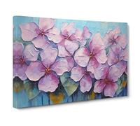 Hydrangea Palette Knife No.2 Canvas Print | Gallery Wrapped 30mm Frame Wall Art | 30x20 inches | Ready to Hang | Modern Picture | Living Room Bedroom Lounge Office