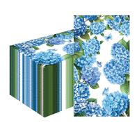 Hydrangea Paper Napkins 100 Pcs Blue Hydrangea Floral Napkins Hydrangeas Cocktail Napkin Disposable Hand Towel Dinner Party Guest Napkin for Home Wedding Spring Bridal Shower Birthday Party Decoration