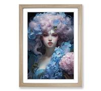 Hydrangea Rococo Framed Wall Art Print A2 Oak