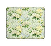 Hydrangea Small Mouse Pad, Floral Nature Butterfly Flower Spring Green Square Rubber Non Slip Portable Travel Mousepad Accessories for Office Home Computer Laptop Square 8x10 Inch