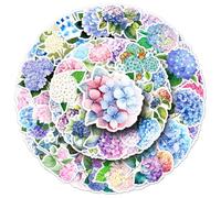 Hydrangea Stickers for Boys Girls Teens,Waterproof Vinyl Stickers for Phone Laptop Flasks Water Bottle Luggage Cup Bike Car Notebook Scrapbook, Exquisite Cartoon Flowers Decals Pack[Hydrangea-50Pcs]