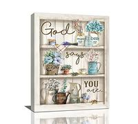 Hydrangea Wall Art Floral Bible Verses Wall Decor God Says You Are Flowers Pictures Canvas Print Christian Rustic Painting Artwork For Bathroom Kitchen Bedroom Office Framed 12"x16"