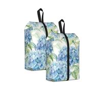 Hydrangea Watercolor Printed, Travel Shoe Bags 2 Pack, Waterproof Shoe Storage Bags, Shoe Organizer for Travel and Home